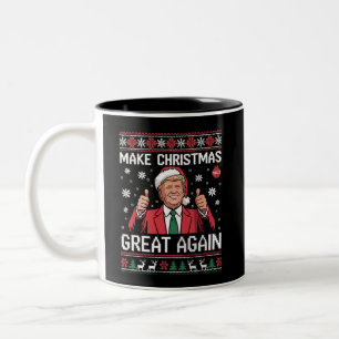 Machen Sie Weihnachten wieder groß Trump Pyjama hä Zweifarbige Tasse