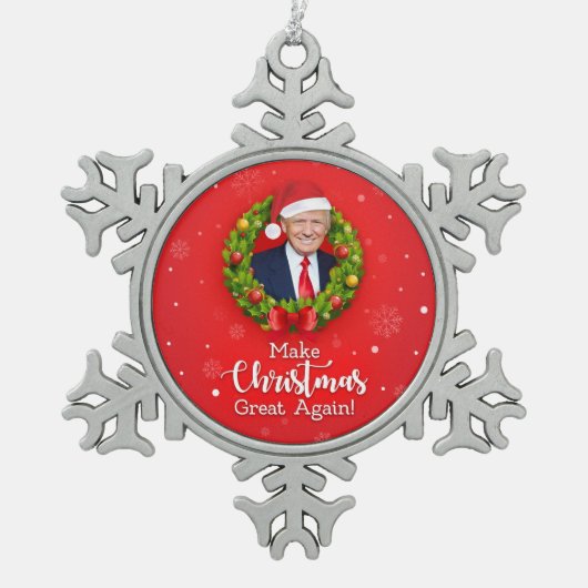 Machen Sie Weihnachten wieder großartig Trump MAGA Schneeflocken Zinn-Ornament (Vorderseite)