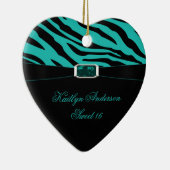 MACHEN Sie Zebra-Druck und aquamarines Andenken Keramikornament (Rechts)