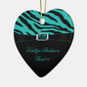 MACHEN Sie Zebra-Druck und aquamarines Andenken Keramikornament (Links)