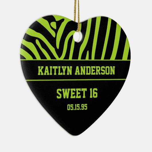 MACHEN Sie Zebra-Druck und Limones grünes Andenken Keramikornament (Rechts)