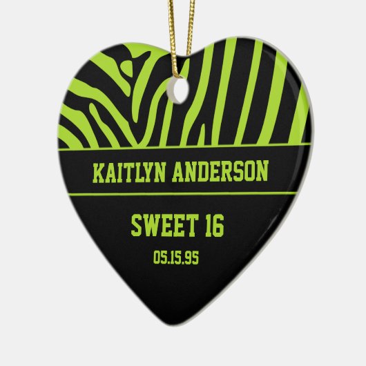 MACHEN Sie Zebra-Druck und Limones grünes Andenken Keramikornament (Links)