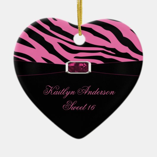 MACHEN Sie Zebra-Druck und rosa Andenken des Keramik Ornament (Vorne)