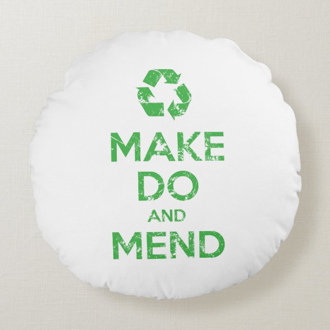 Machen und Mähen Rundes Kissen (Vorderseite)