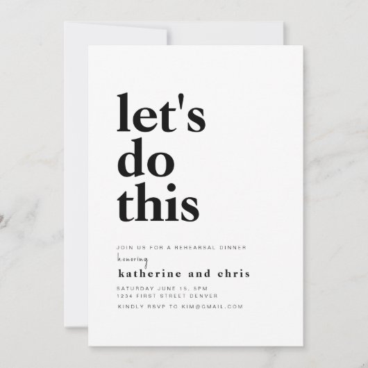 Machen wir diese Probe Abendessen Einladung Vorlag (Vorderseite)