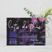 Machen wir diese tropischen Palmen Save the Date Einladung (Stehend Vorderseite)