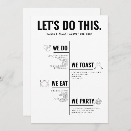 Machen wir dieses Hochzeitsprogramm Programm (Vorne/Hinten)