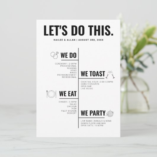 Machen wir dieses Hochzeitsprogramm Programm (Stehend Vorderseite)