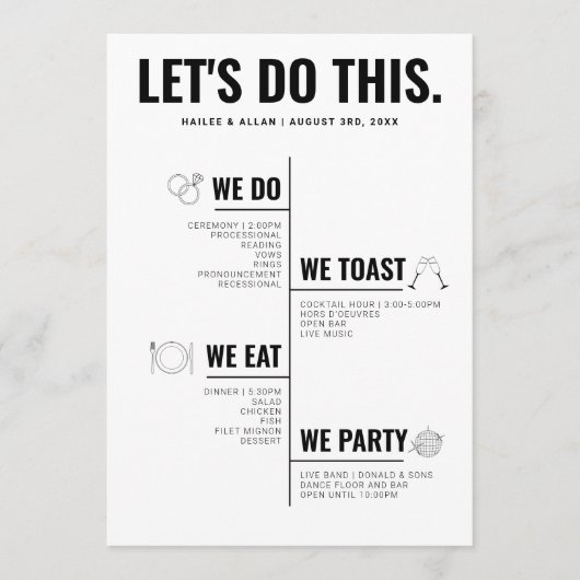 Machen wir dieses Hochzeitsprogramm Programm (Vorderseite)