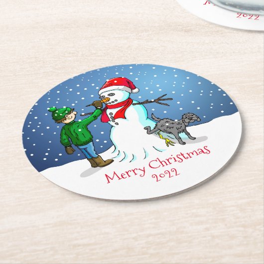 Machen wir einen Snowman-Untersetzer Runder Pappuntersetzer (Angewinkelt)