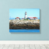 Machias Siegel Island Leuchtturm Canvas Print Leinwanddruck (Insitu (Holzboden))
