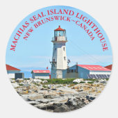Machias Siegel Island Leuchtturm, NB Round Sticker (Vorderseite)