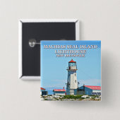 Machias Siegel Island Leuchtturm, New Brunswick Bu Button (Vorne & Hinten)
