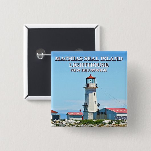 Machias Siegel Island Leuchtturm, New Brunswick Bu Button (Vorne & Hinten)