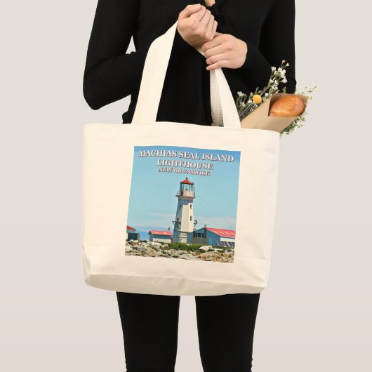 Machias Siegel Island Lighthouse Jumbo Tote Bag Jumbo Stoffbeutel (Vorderseite (Produkt))