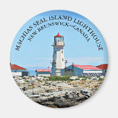 Machias Siegel Island Lighthouse, NB Round Magnet (Vorne)