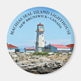 Machias Siegel Island Lighthouse, NB Round Magnet