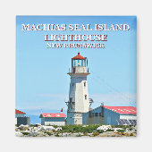 Machias Siegel Island Lighthouse Square Magnet (Vorne)