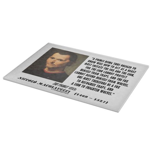 Machiavelli-Prinz Imitate Fox und das Löwe-Zitat Schneidebrett (Ecke)