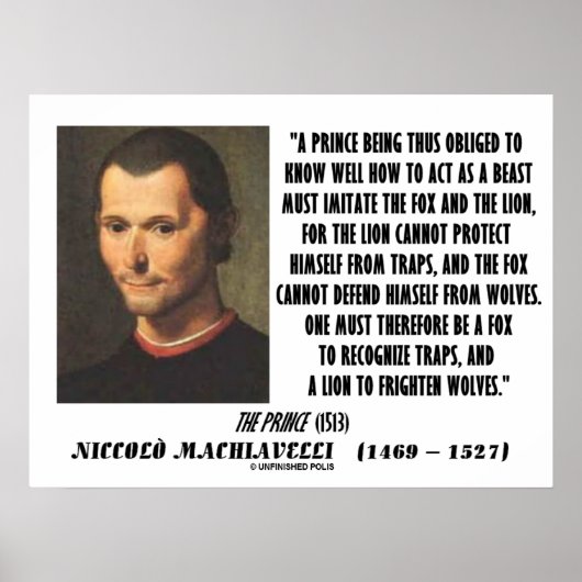 Machiavelli Prinz Imitate Fox und das Zitat der Lö Poster (Vorne)