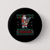 Machine Santa Claus Gun Lover Ugly Christmas Sweat Button (Vorderseite)
