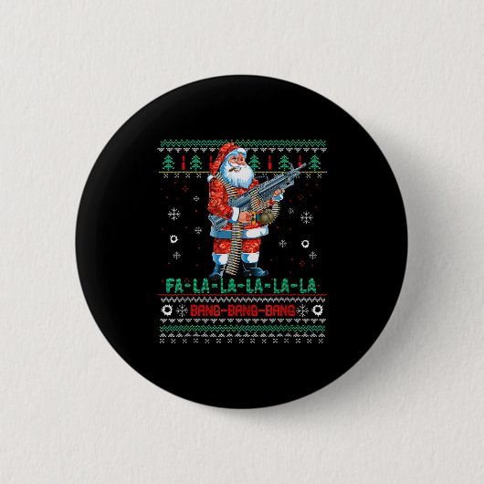 Machine Santa Claus Gun Lover Ugly Christmas Sweat Button (Vorderseite)