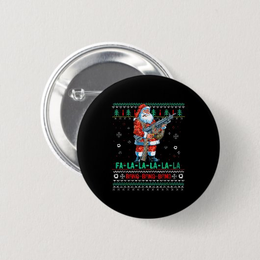 Machine Santa Claus Gun Lover Ugly Christmas Sweat Button (Vorne & Hinten)