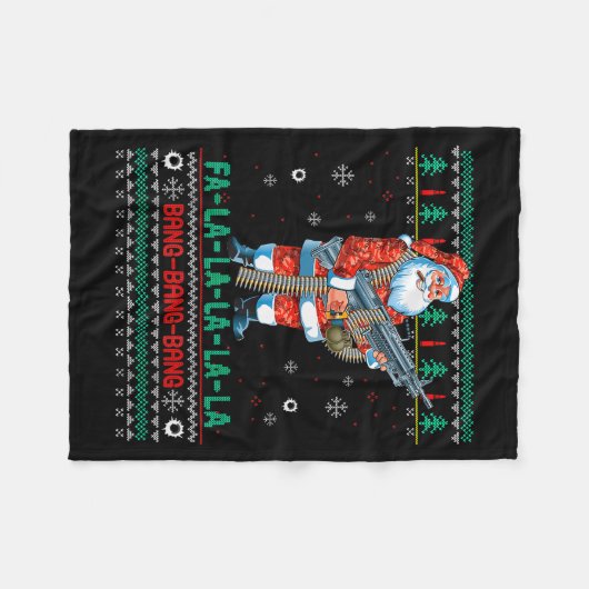 Machine Santa Claus Gun Lover Ugly Christmas Sweat Fleecedecke (Vorderseite (Horizontal))