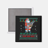 Machine Santa Claus Gun Lover Ugly Christmas Sweat Magnet (Vorderseite/Rückseite)