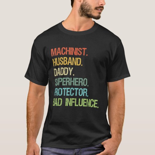 Machinist Husband Daddy Superhero Protector VATER T-Shirt (Vorderseite)