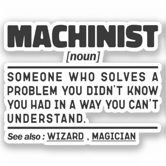 Machinist Noun Geburtstag Vater Cool Vatertag Funn Aufkleber (Vorderseite)