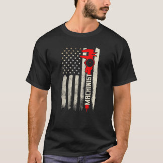 Machinist Patriotic US-Flagge Design auf der Rücks T-Shirt