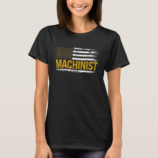 Machinistische US-Flagge beängstigend die Bearbeit T-Shirt (Vorderseite)