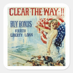 Macht den Weg frei!! - Fourth Liberty Loan Quadratischer Aufkleber