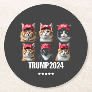 Macht die Katzen wieder sicher Maga Trump-Wahl Runder Pappuntersetzer