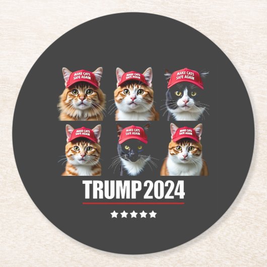 Macht die Katzen wieder sicher Maga Trump-Wahl Runder Pappuntersetzer (Vorderseite)