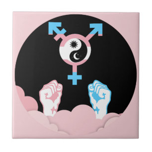 Macht und Balance Sonne und Mond Transgender-Symbo Fliese