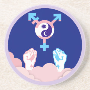 Macht und Balance Sonne und Mond Transgender-Symbo Getränkeuntersetzer
