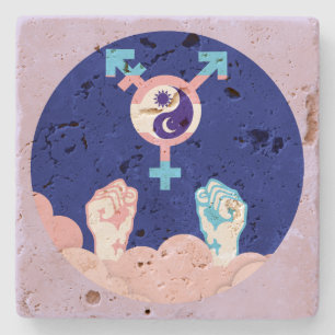 Macht und Balance Sonne und Mond Transgender-Symbo Steinuntersetzer