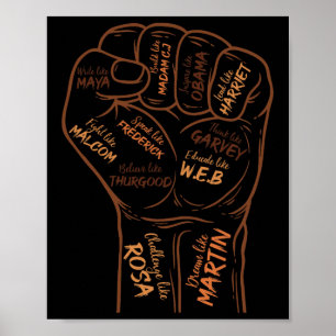 Machtfaust Hand Inspirierende Schwarze Führer Schw Poster