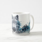 Mächtig silbriger, traumhafter Wolf-Wald Kaffeetasse (VorderseiteRechts)