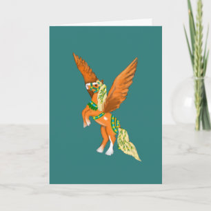 Mächtige belgische Pegasus-Vintage-Karussellpferd- Karte