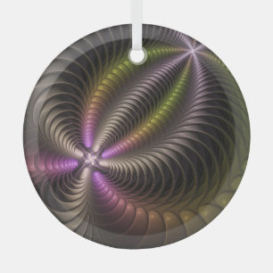 Mächtige Bewegung Farbiges Abstraktes Fraktal Kuns Ornament Aus Glas