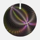 Mächtige Bewegung Farbiges Abstraktes Fraktal Kuns Ornament Aus Glas (Rückseite)