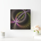 Mächtige Bewegung Farbiges Abstraktes Fraktal Kuns Quadratische Wanduhr (Zuhause)