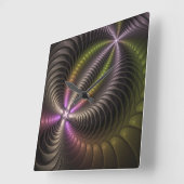 Mächtige Bewegung Farbiges Abstraktes Fraktal Kuns Quadratische Wanduhr (Winkel)