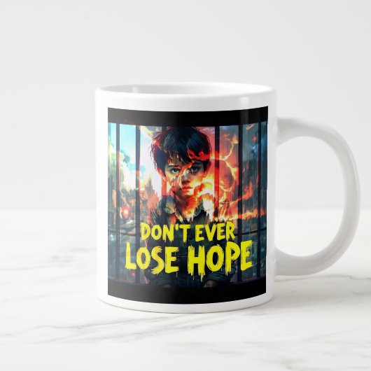 Mächtige Botschaft der Hoffnung - Junge hinter den Jumbo-Tasse (Rechts)