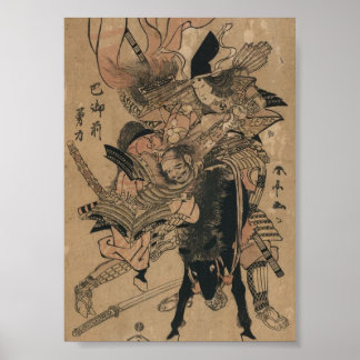 Mächtige Frau Samurai besiegt männliche Samurai Poster