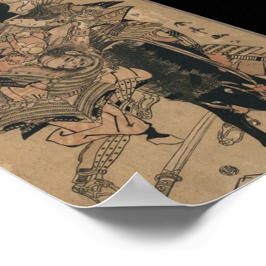 Mächtige Frau Samurai besiegt männliche Samurai Poster (Ecke)