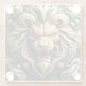 Mächtige Gold Lion mit brennenden roten Augen Glasuntersetzer (Rückseite)